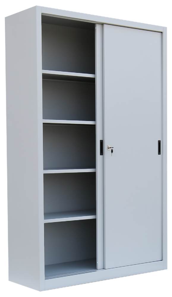 Produktbild Lüllmann Schiebetürenschrank mit 4 Fachböden 1950 x 1200 x 450 mm in lichtgrau bild 3