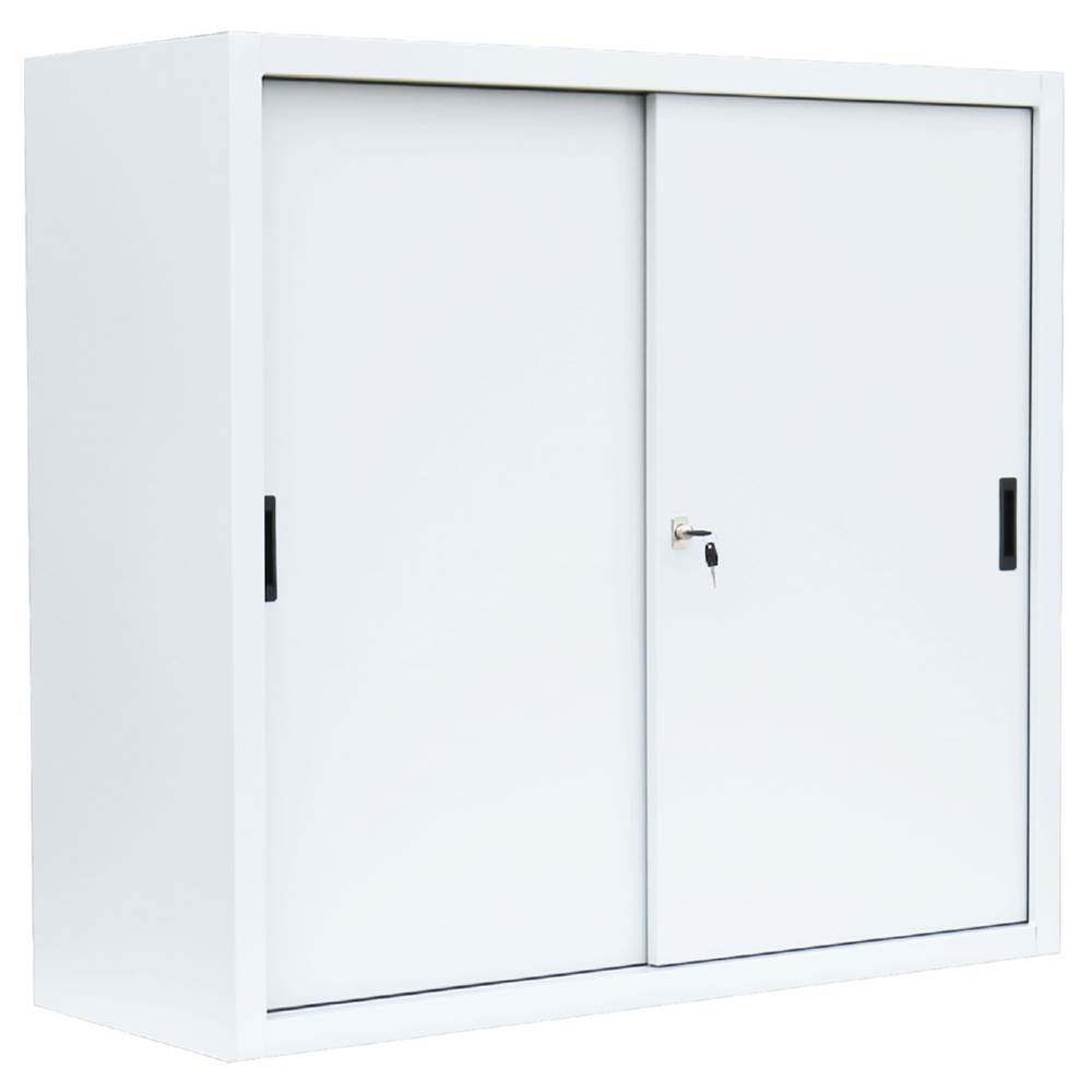 Produktbild Lüllmann Schiebetürenschrank mit 2 Fachböden 1090 x 1200 x 450 mm in signalweiß bild 1