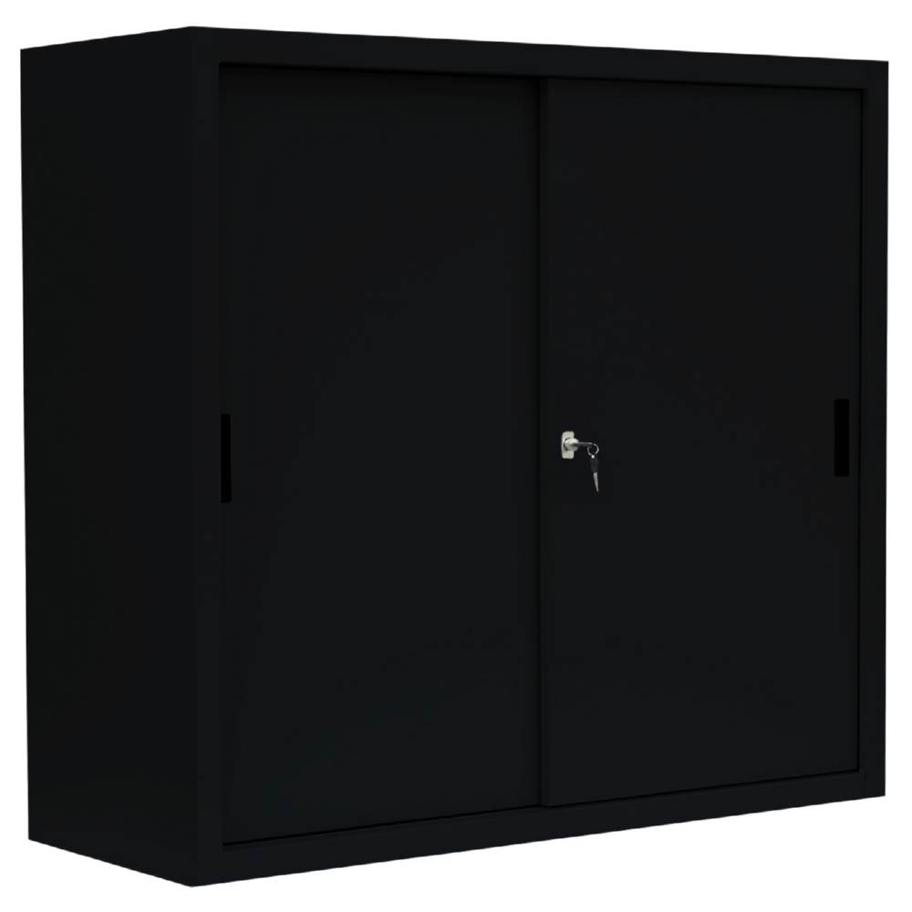 Produktbild Lüllmann Schiebetürenschrank mit 2 Fachböden 1090 x 1200 x 450 mm in tief schwarz