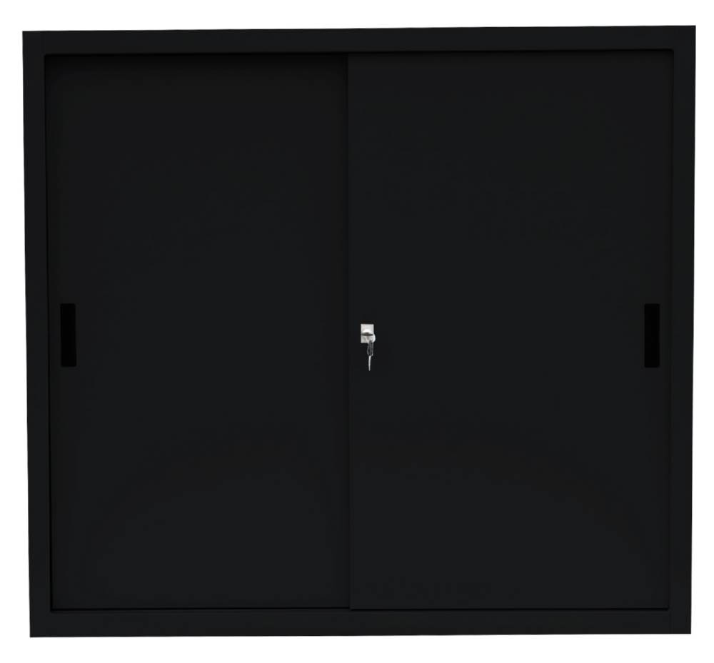 Produktbild Lüllmann Schiebetürenschrank mit 2 Fachböden 1090 x 1200 x 450 mm in tief schwarz bild 2
