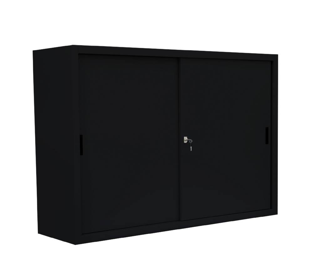Produktbild Lüllmann Schiebetürenschrank mit 2 Fachböden 1090 x 1600 x 450 mm in tief schwarz
