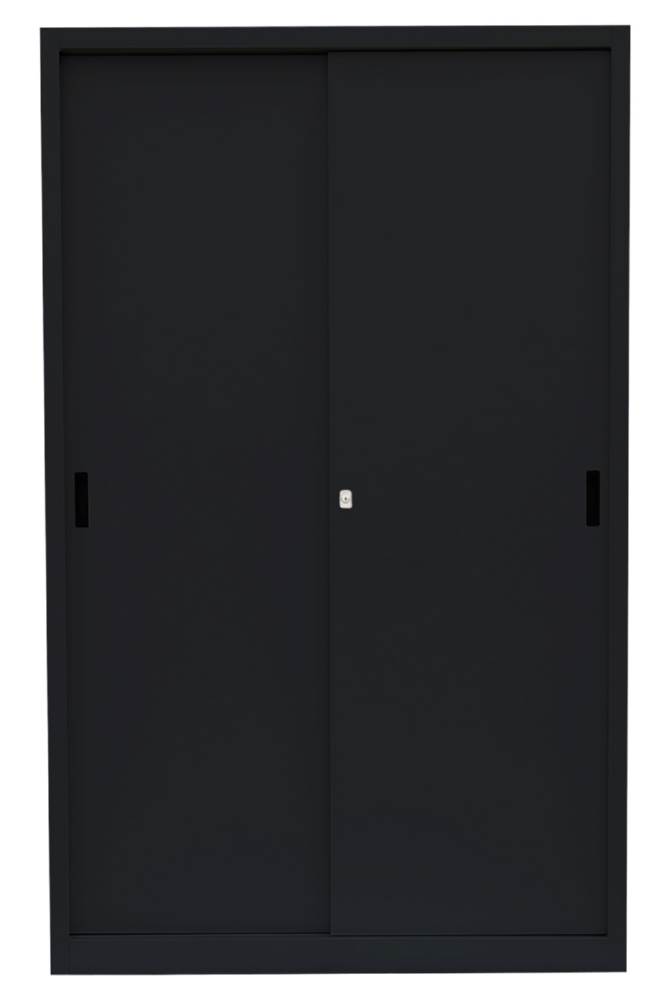 Produktbild Lüllmann Schiebetürenschrank mit 4 Fachböden 1950 x 1200 x 450 mm in tief schwarz bild 2