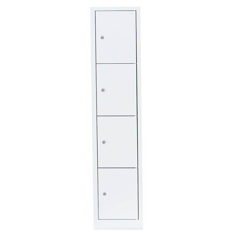 Produktbild Lüllmann Schließfachschrank 1 Abteil 4 Fächer 1800 x 415 x 500 mm in signalweiß bild 2
