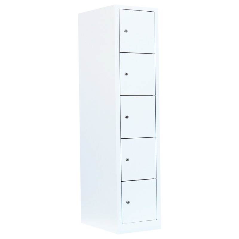 Produktbild Lüllmann Schließfachschrank 1 Abteil 5 Fächer 1800 x 415 x 500 mm in signalweiß