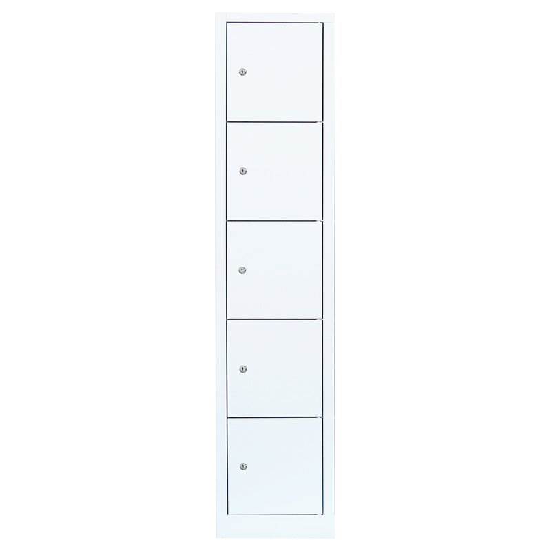 Produktbild Lüllmann Schließfachschrank 1 Abteil 5 Fächer 1800 x 415 x 500 mm in signalweiß bild 2