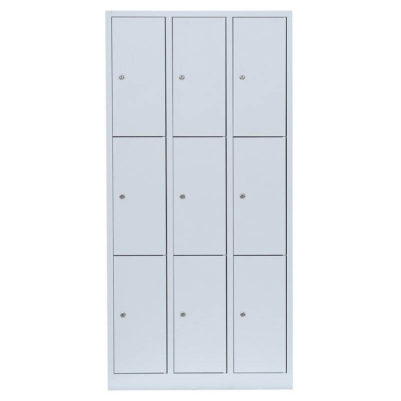 Produktbild Lüllmann Schließfachschrank 3 Abteile 9 Fächer 1800 x 885 x 500 mm lichtgrau bild 2