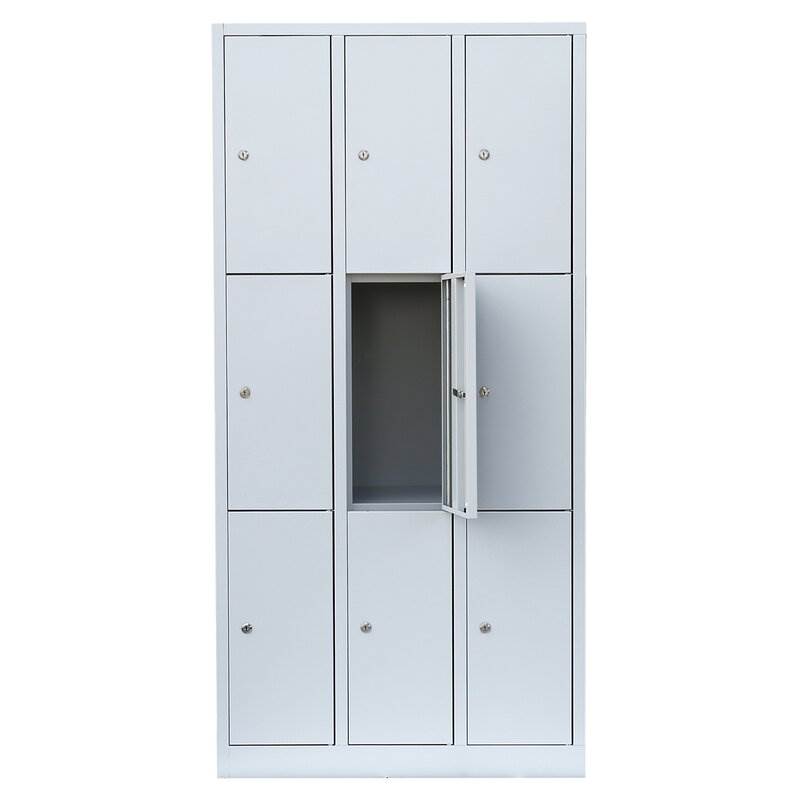 Produktbild Lüllmann Schließfachschrank 3 Abteile 9 Fächer 1800 x 885 x 500 mm lichtgrau bild 3