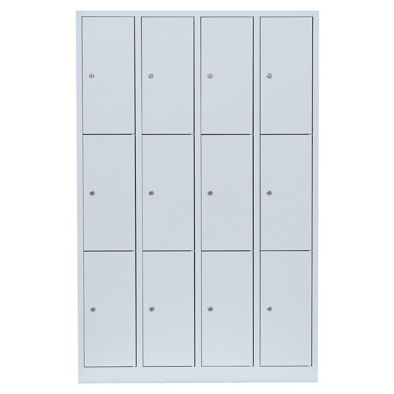 Produktbild Lüllmann Schließfachschrank 4 Abteile 12 Fächer 1800 x 1170 x 500 mm lichtgrau bild 2