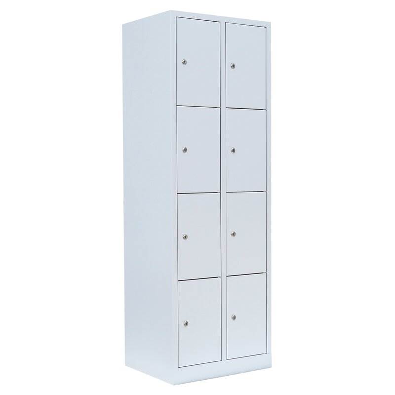 Produktbild Lüllmann Schließfachschrank 2 Abteile 8 Fächer 1800 x 600 x 500 mm in lichtgrau bild 1