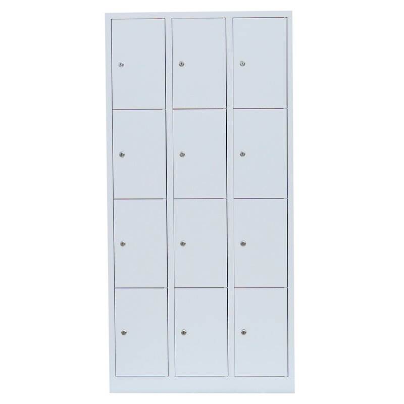 Produktbild Lüllmann Schließfachschrank 3 Abteile 12 Fächer 1800 x 885 x 500 mm in lichtgrau bild 2