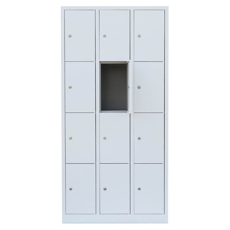 Produktbild Lüllmann Schließfachschrank 3 Abteile 12 Fächer 1800 x 885 x 500 mm in lichtgrau bild 3