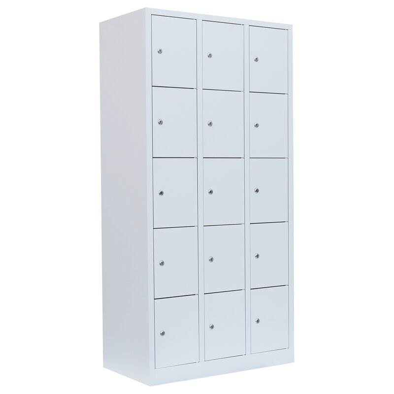 Produktbild Lüllmann Schließfachschrank 3 Abteile 15 Fächer 1800 x 885 x 500 mm lichtgrau