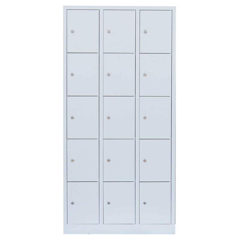Produktbild Lüllmann Schließfachschrank 3 Abteile 15 Fächer 1800 x 885 x 500 mm lichtgrau bild 2