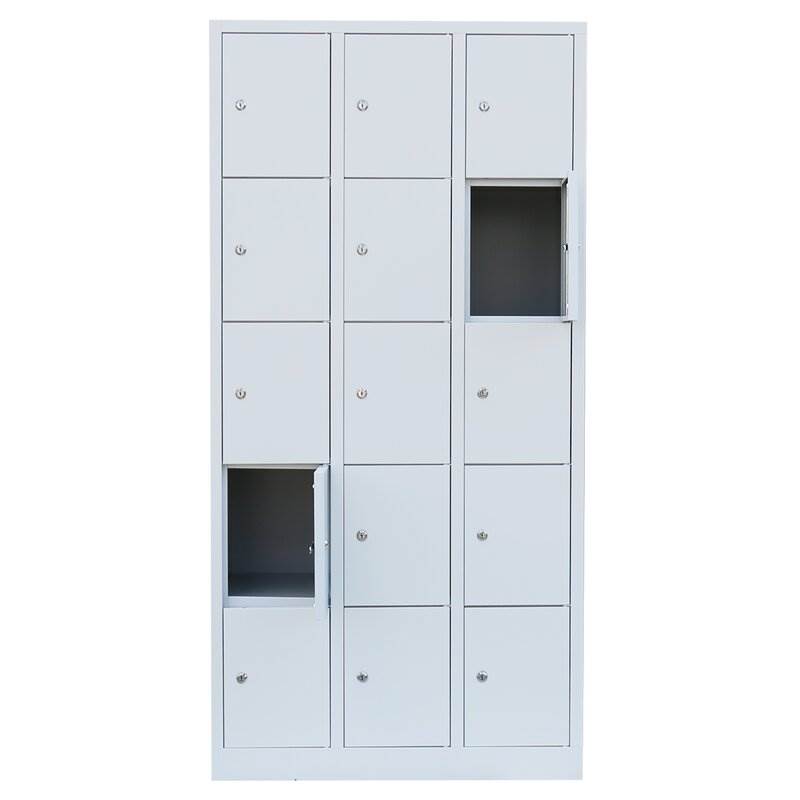 Produktbild Lüllmann Schließfachschrank 3 Abteile 15 Fächer 1800 x 885 x 500 mm lichtgrau bild 3