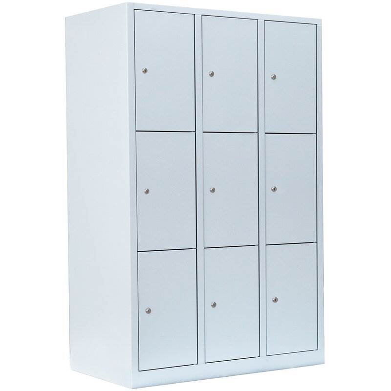Produktbild Lüllmann Schließfachschrank 3 Abteile 9 Fächer 1800 x 1185 x 500 mm lichtgrau