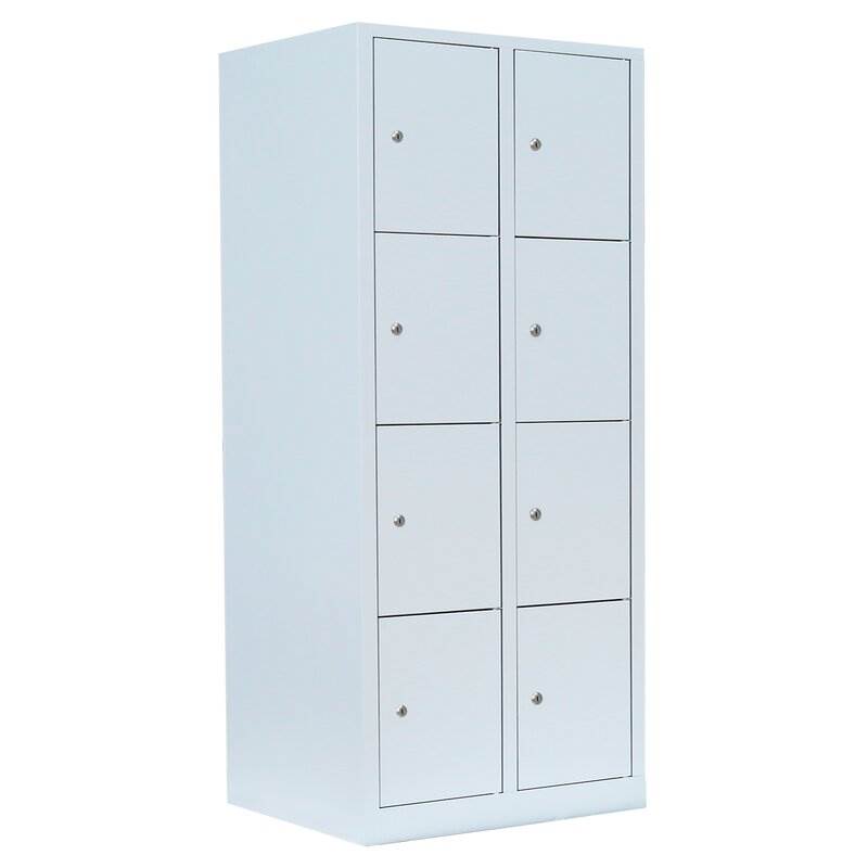 Produktbild Lüllmann Schließfachschrank 2 Abteile 8 Fächer 1800 x 800 x 500 mm in lichtgrau