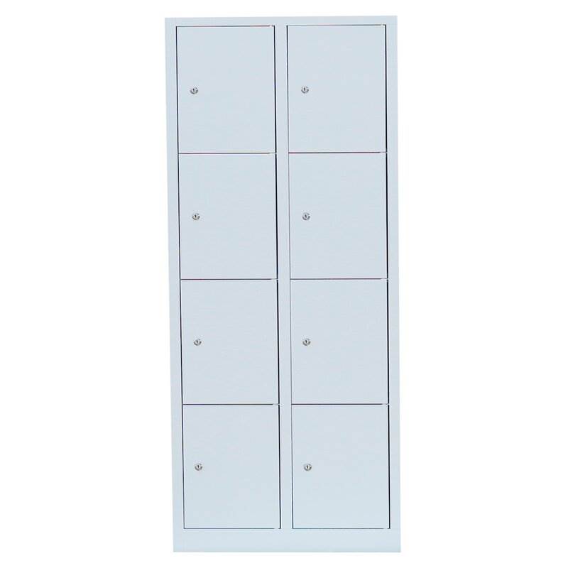 Produktbild Lüllmann Schließfachschrank 2 Abteile 8 Fächer 1800 x 800 x 500 mm in lichtgrau bild 2
