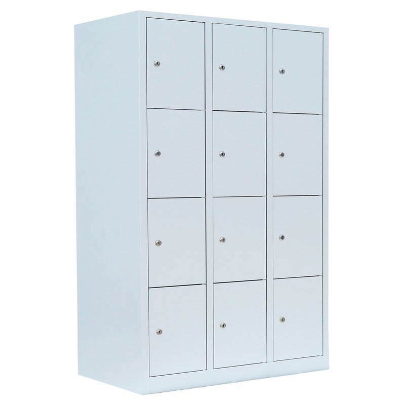 Produktbild Lüllmann Schließfachschrank 3 Abteile 12 Fächer 1800 x 1185 x 500 mm in lichtgrau bild 1