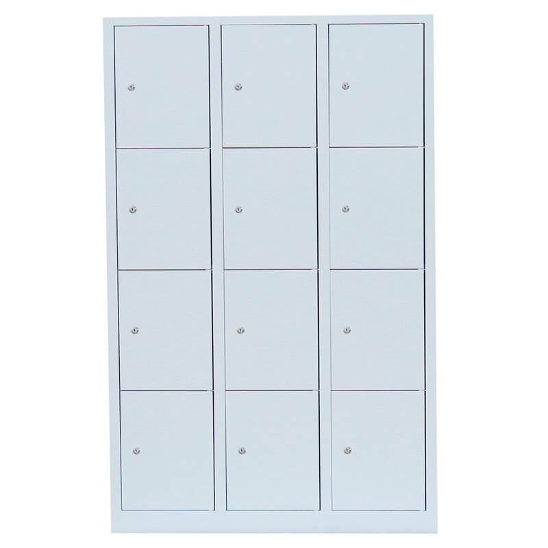 Produktbild Lüllmann Schließfachschrank 3 Abteile 12 Fächer 1800 x 1185 x 500 mm in lichtgrau bild 2