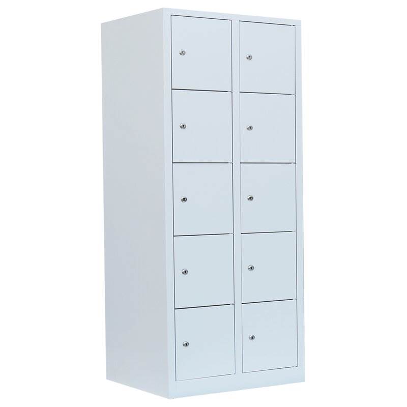 Produktbild Lüllmann Schließfachschrank 2 Abteile 10 Fächer 1800 x 800 x 500 mm in lichtgrau