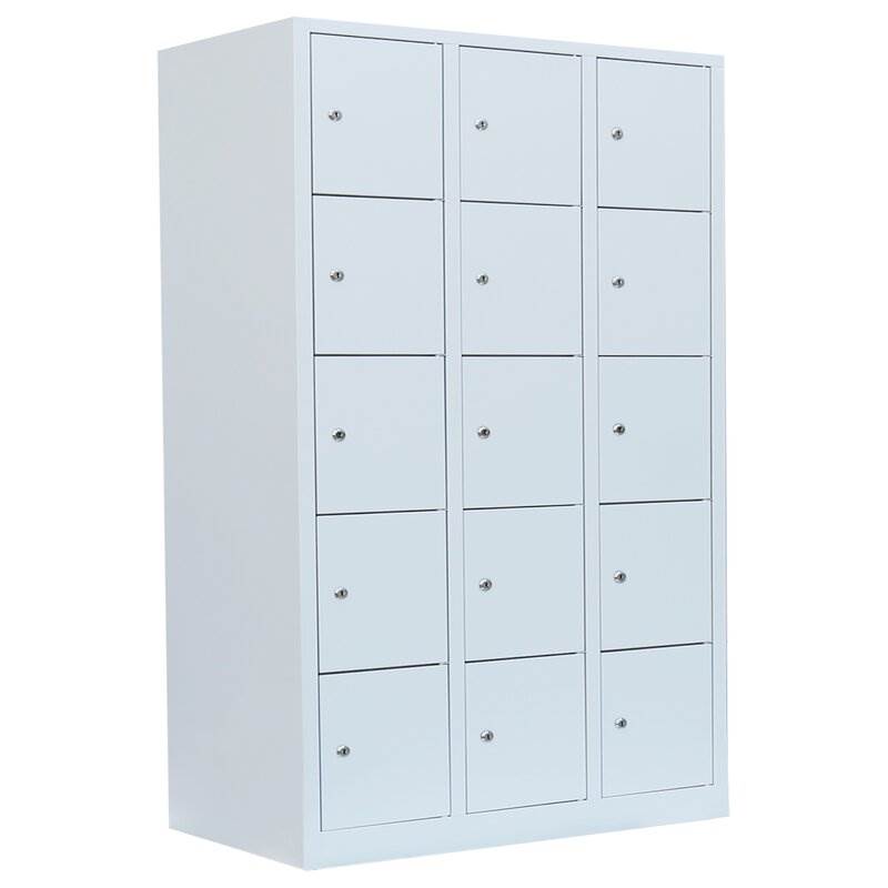Produktbild Lüllmann Schließfachschrank 3 Abteile 15 Fächer 1800 x 1185 x 500 mm in lichtgrau bild 1