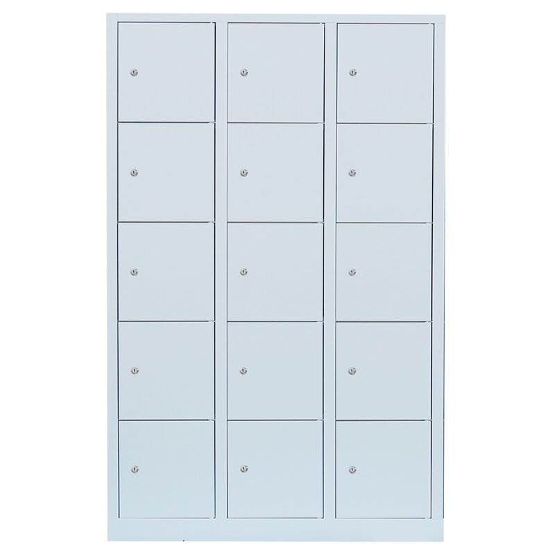 Produktbild Lüllmann Schließfachschrank 3 Abteile 15 Fächer 1800 x 1185 x 500 mm in lichtgrau bild 2