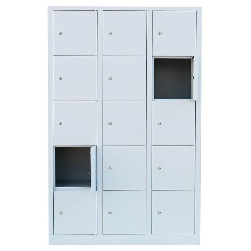 Produktbild Lüllmann Schließfachschrank 3 Abteile 15 Fächer 1800 x 1185 x 500 mm in lichtgrau bild 3