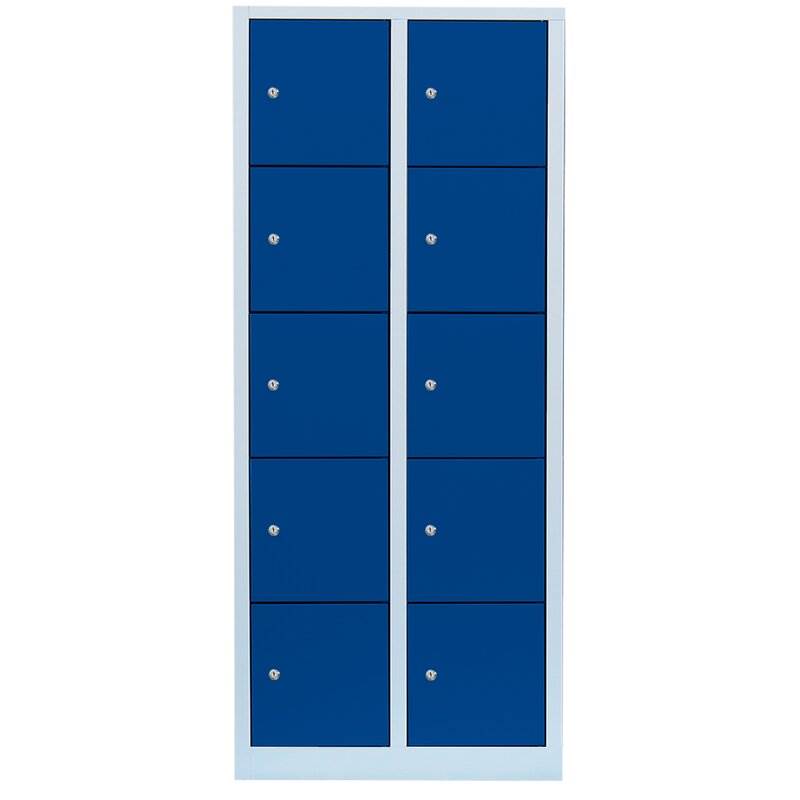 Produktbild Lüllmann XL Schließfachschrank 2 Abteile 10 Fächer 1900 x 800 x 450 mm in lichtgrau bild 2
