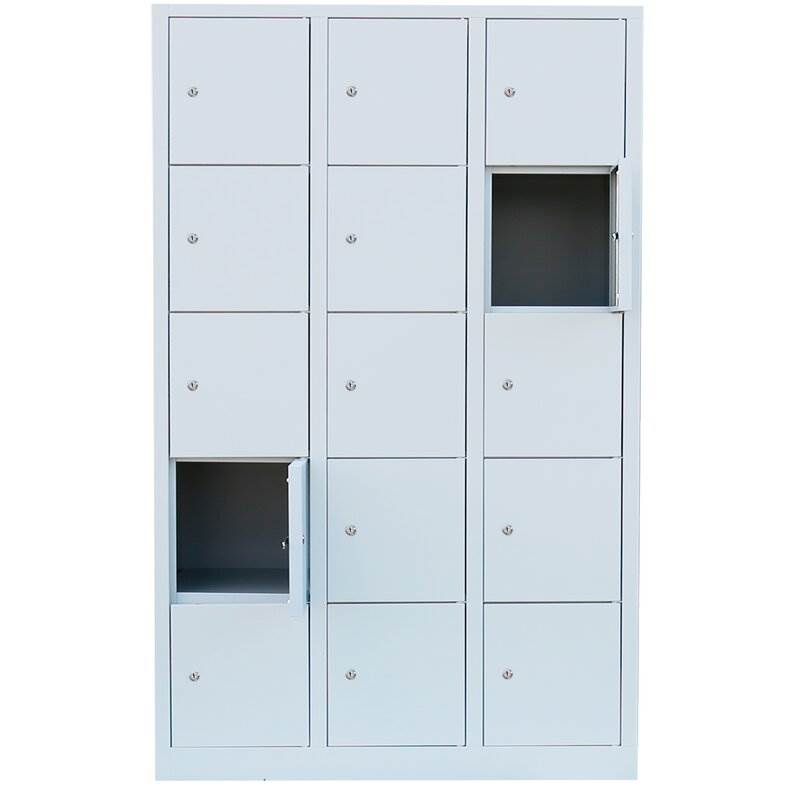 Produktbild Lüllmann XL Schließfachschrank 15 Fächer 1900 x 1185 x 450 mm lichtgrau bild 3