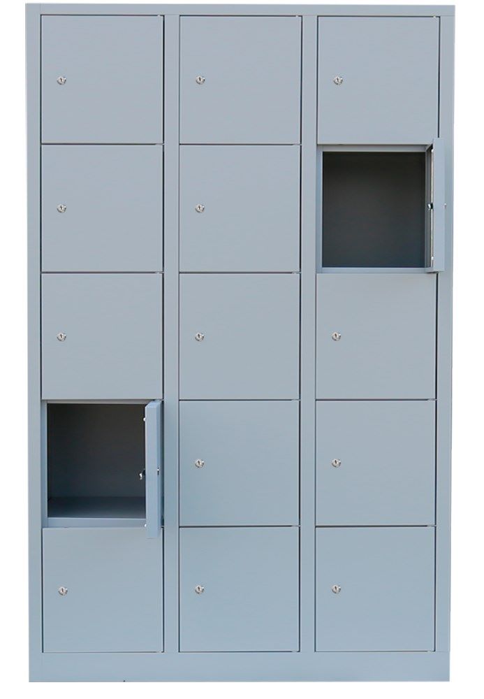 Produktbild Lüllmann XL Schließfachschrank 15 Fächer 1900 x 1185 x 450 mm lichtgrau bild 8