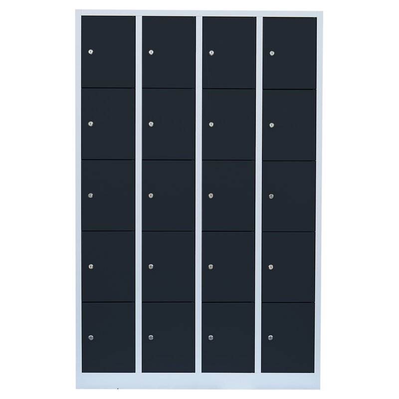 Produktbild Lüllmann Schließfachschrank 4 Abteile 20 Fächer 1800 x 1170 x 500 mm lichtgrau anthrazit bild 2