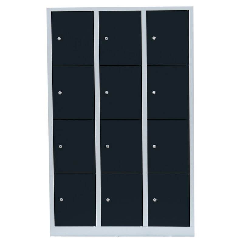 Produktbild Lüllmann Schließfachschrank 3 Abteile 12 Fächer 1800 x 1185 x 500 mm lichtgrau anthrazit bild 2