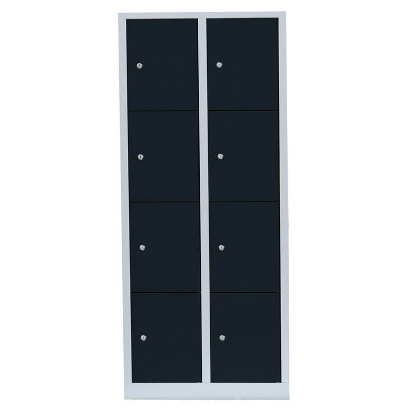 Produktbild Lüllmann Schließfachschrank 2 Abteile 8 Fächer 1800 x 800 x 500 mm lichtgrau anthrazit bild 2