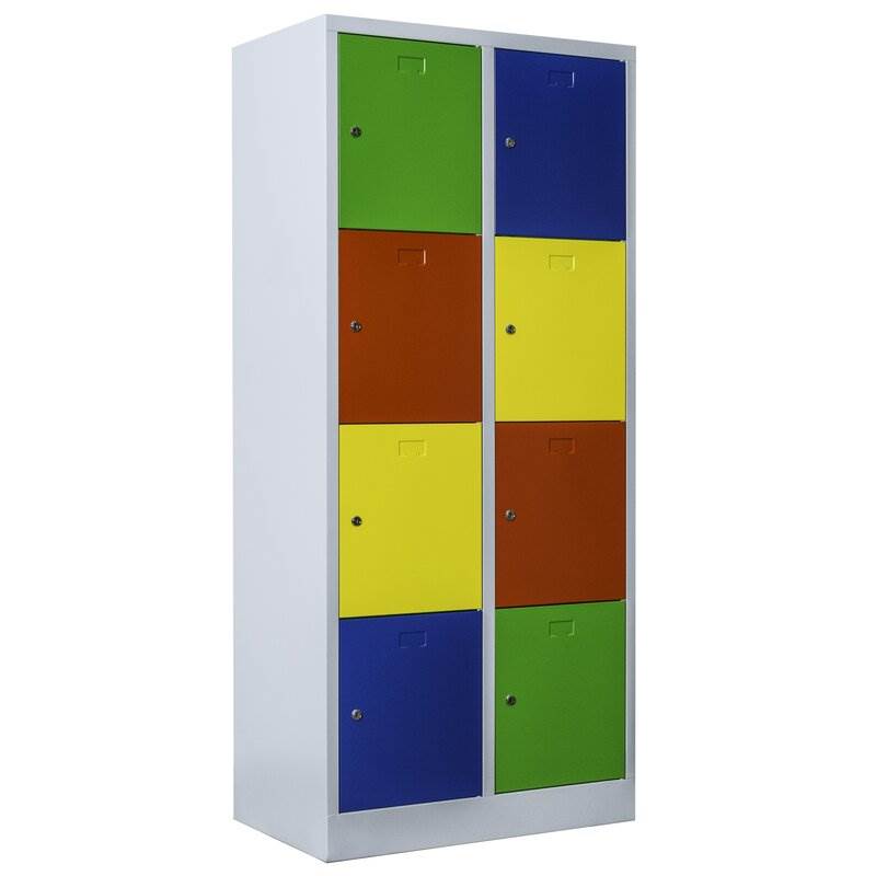 Produktbild Lüllmann Schließfachschrank 2 Abteile 8 Fächer 1800 x 800 x 500 mm in bunt