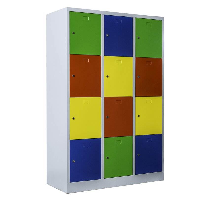 Produktbild Lüllmann Schließfachschrank 3 Abteile 12 Fächer 1800 x 1185 x 500 mm in bunt