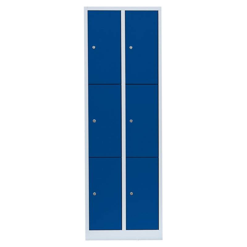 Produktbild Lüllmann Schließfachschrank 2 Abteile 6 Fächer 1800 x 600 x 500 mm lichtgrau enzianblau bild 2