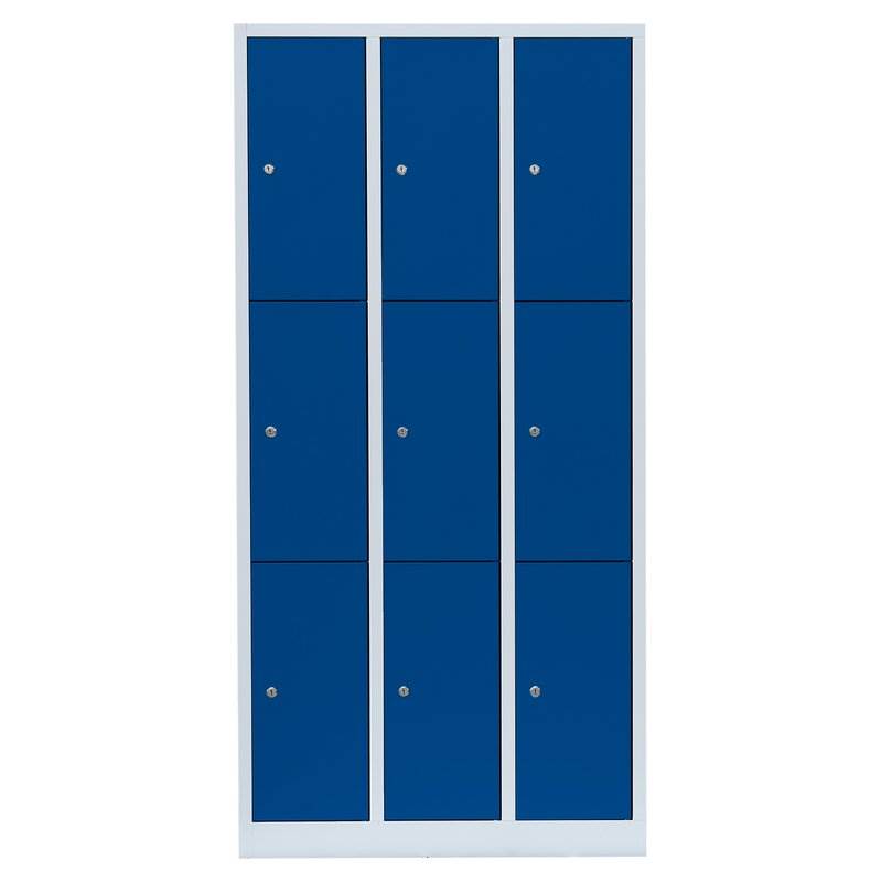 Produktbild Lüllmann Schließfachschrank 3 Abteile 9 Fächer 1800 x 885 x 500 mm lichtgrau enzianblau bild 2
