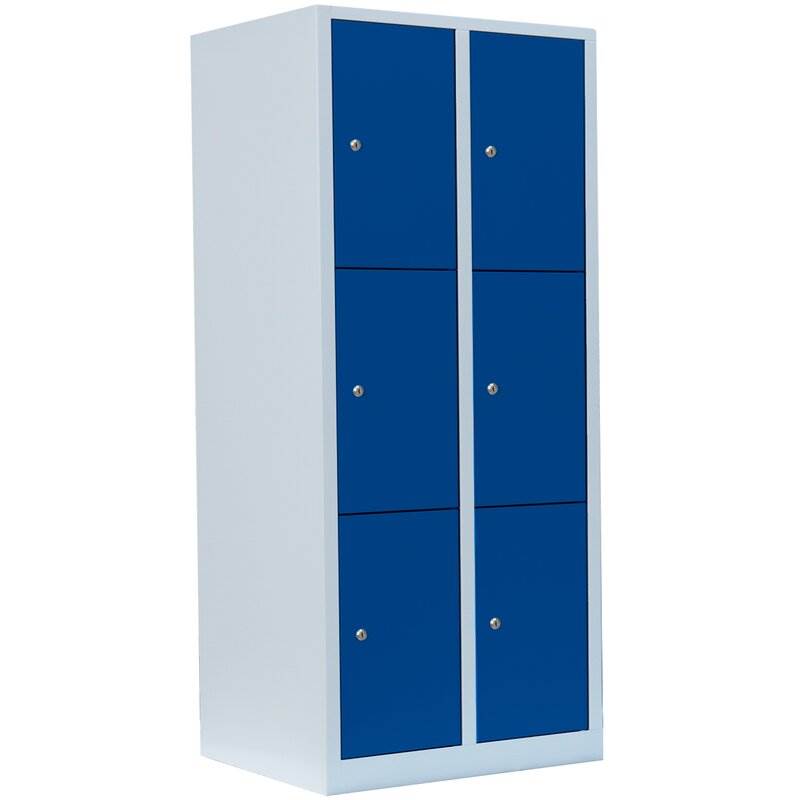 Produktbild Lüllmann Schließfachschrank 2 Abteile 6 Fächer 1800 x 800 x 500 mm lichtgrau enzianblau
