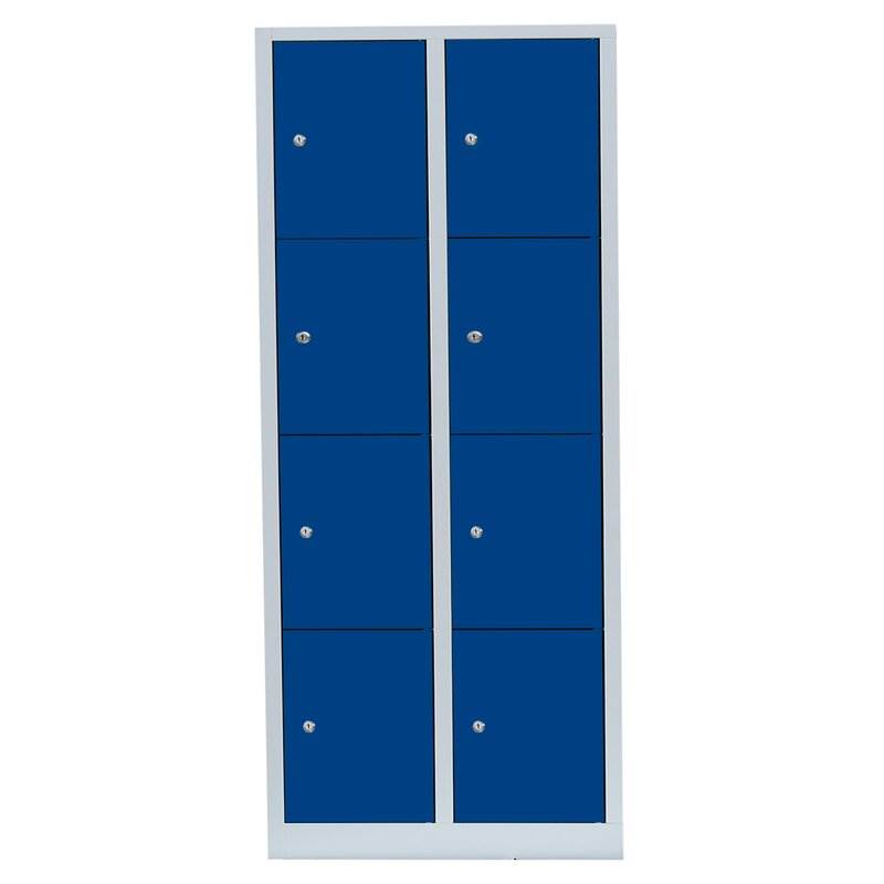 Produktbild Lüllmann Schließfachschrank 2 Abteile 8 Fächer 1800 x 800 x 500 mm lichtgrau enzianblau bild 2