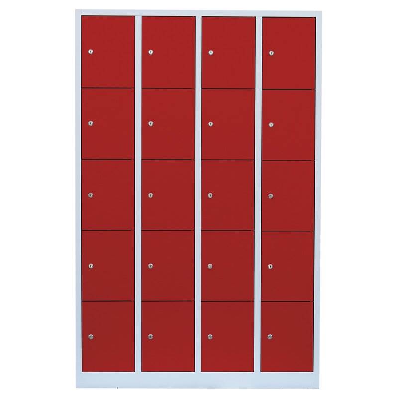 Produktbild Lüllmann Schließfachschrank 4 Abteile 20 Fächer 1800 x 1170 x 500 mm lichtgrau feuerrot bild 2