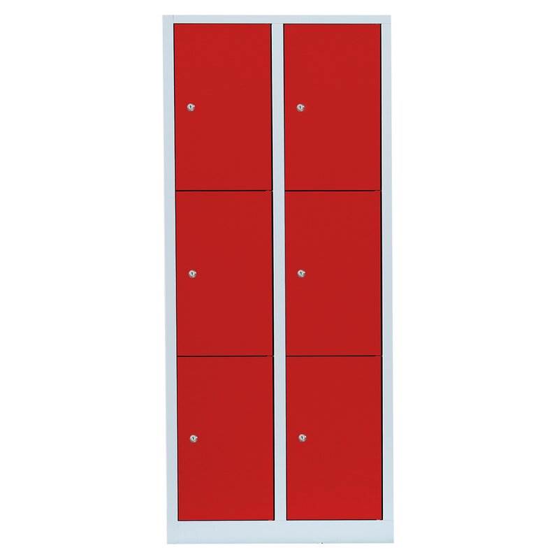 Produktbild Lüllmann Schließfachschrank 2 Abteile 6 Fächer 1800 x 800 x 500 mm lichtgrau feuerrot bild 2