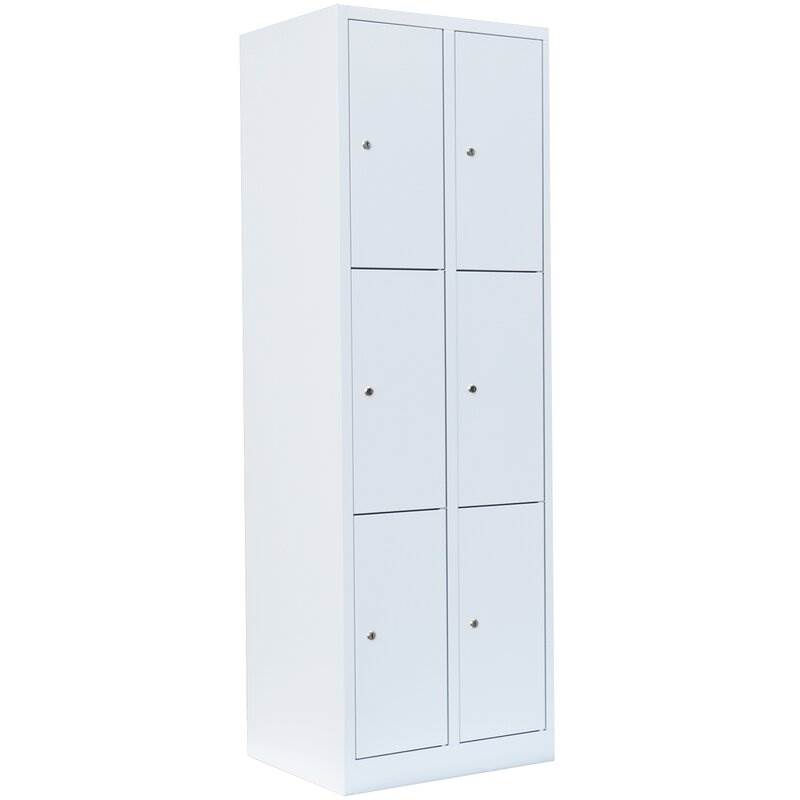 Produktbild Lüllmann Schließfachschrank 2 Abteile 6 Fächer 1800 x 600 x 500 mm signalweiß