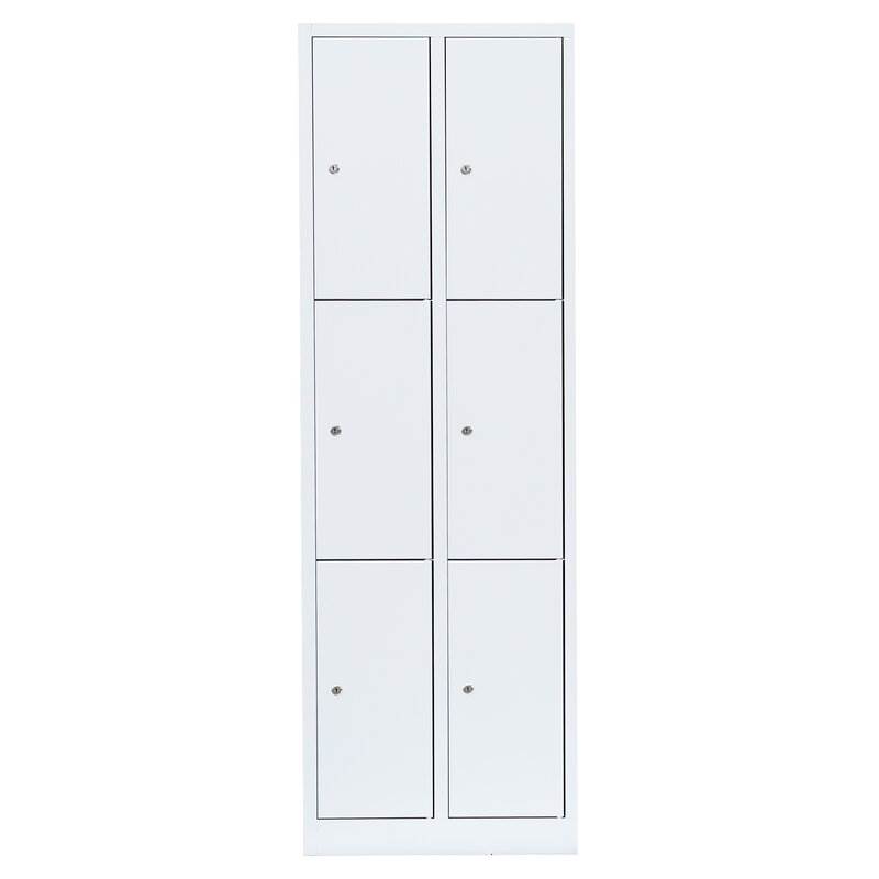 Produktbild Lüllmann Schließfachschrank 2 Abteile 6 Fächer 1800 x 600 x 500 mm signalweiß bild 2