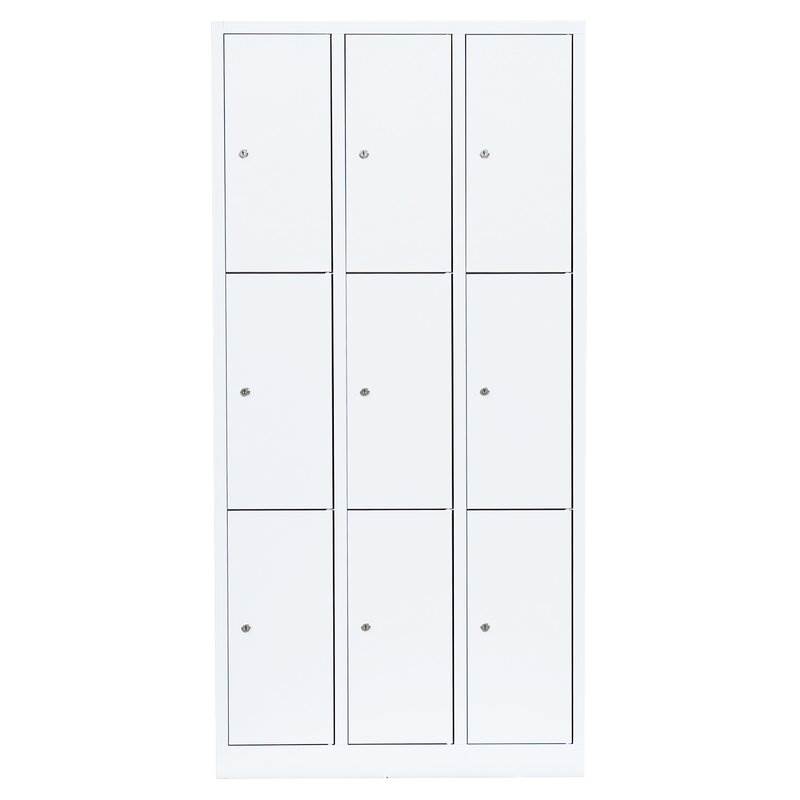 Produktbild Lüllmann Schließfachschrank 3 Abteile 9 Fächer 1800 x 885 x 500 mm signalweiß bild 2