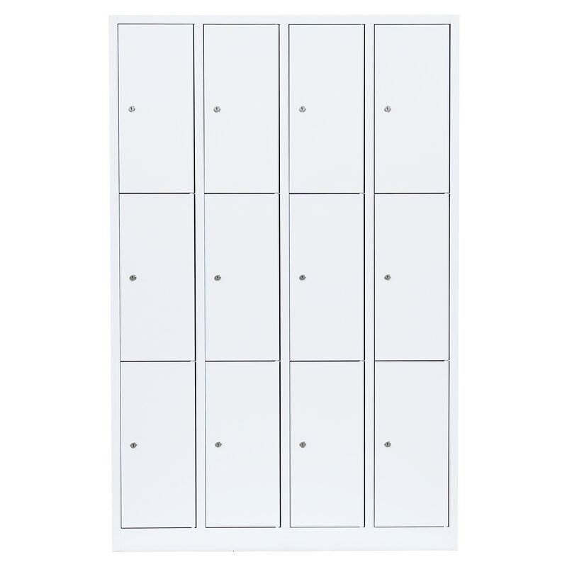 Produktbild Lüllmann Schließfachschrank 4 Abteile 12 Fächer 1800 x 1170 x 500 mm signalweiß bild 2