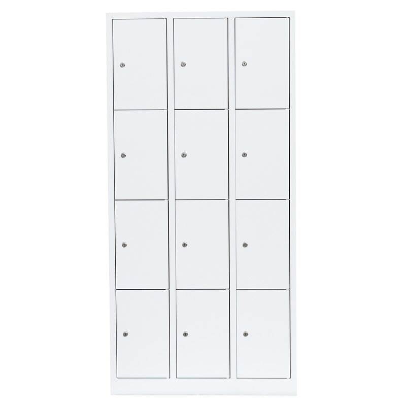 Produktbild Lüllmann Schließfachschrank 3 Abteile 12 Fächer 1800 x 885 x 500 mm in signalweiß bild 2