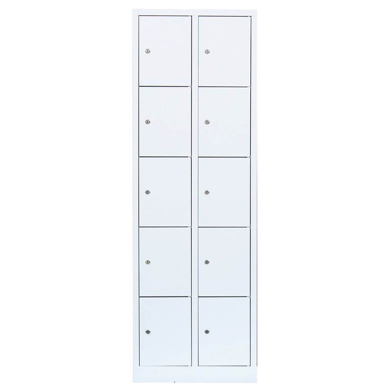 Produktbild Lüllmann Schließfachschrank 2 Abteile 10 Fächer 1800 x 600 x 500 mm in signalweiß bild 2