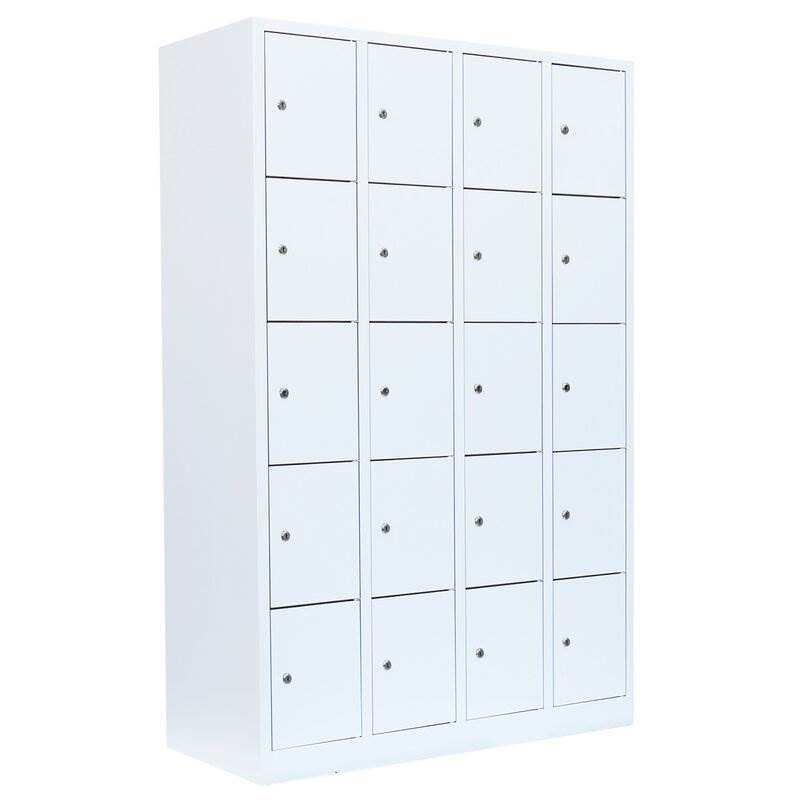 Produktbild Lüllmann Schließfachschrank 4 Abteile 20 Fächer 1800 x 1170 x 500 mm in signalweiß