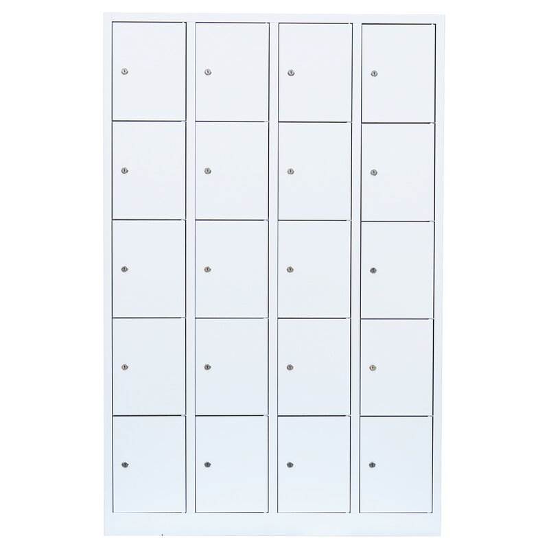 Produktbild Lüllmann Schließfachschrank 4 Abteile 20 Fächer 1800 x 1170 x 500 mm in signalweiß bild 2