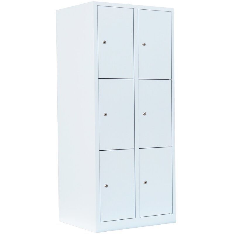 Produktbild Lüllmann Schließfachschrank 6 Fächer 1800 x 800 x 500 mm signalweiß bild 2